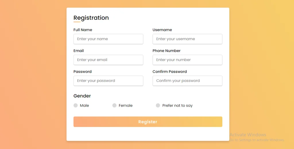 registration form