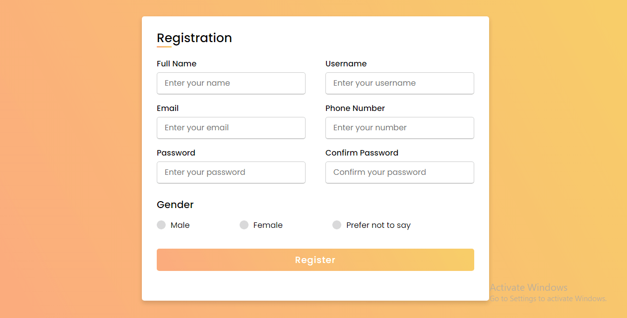 registration form