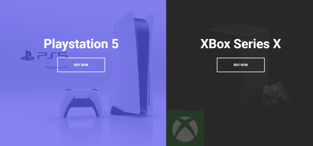 split landing page