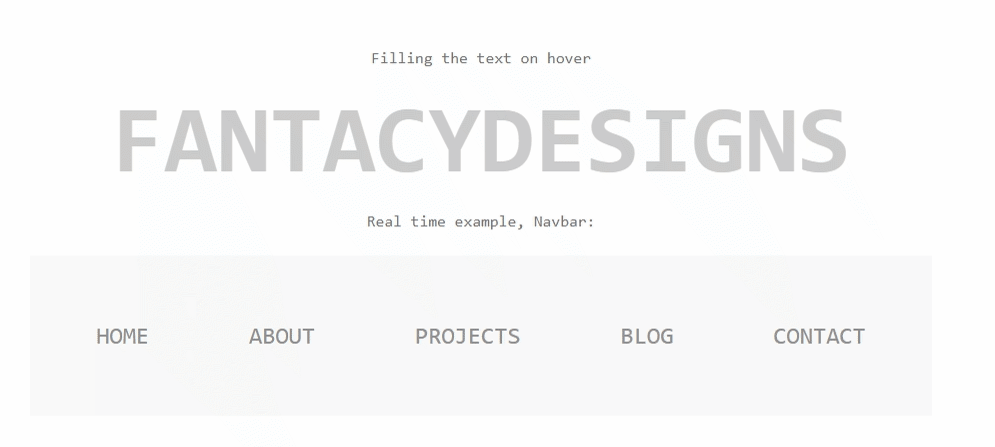 Navigation bar with Filling the text on hover in HTML and CSS with source code