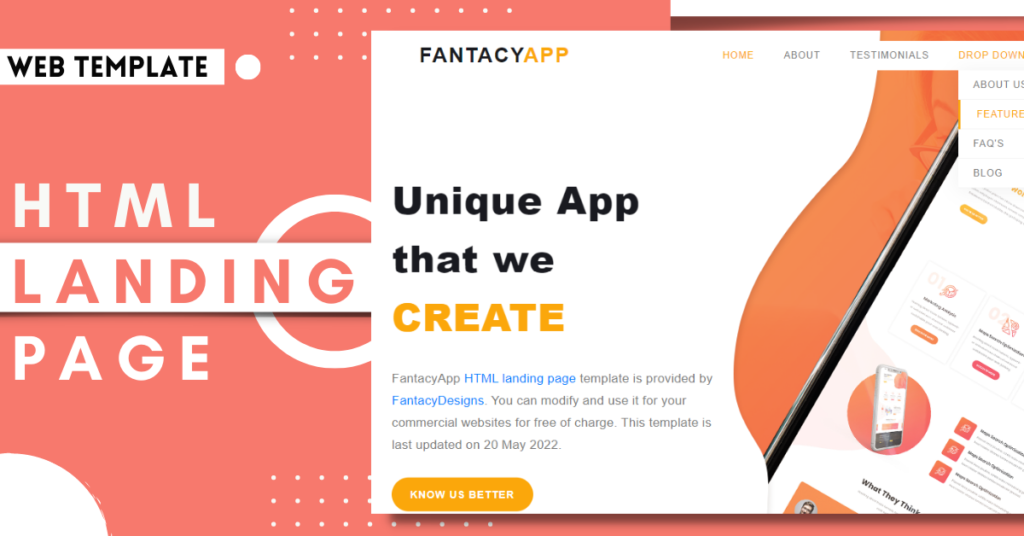 Html landing page template free Landing page CSS