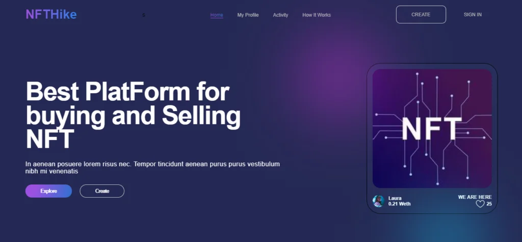 NFT Landing page in HTML and CSS